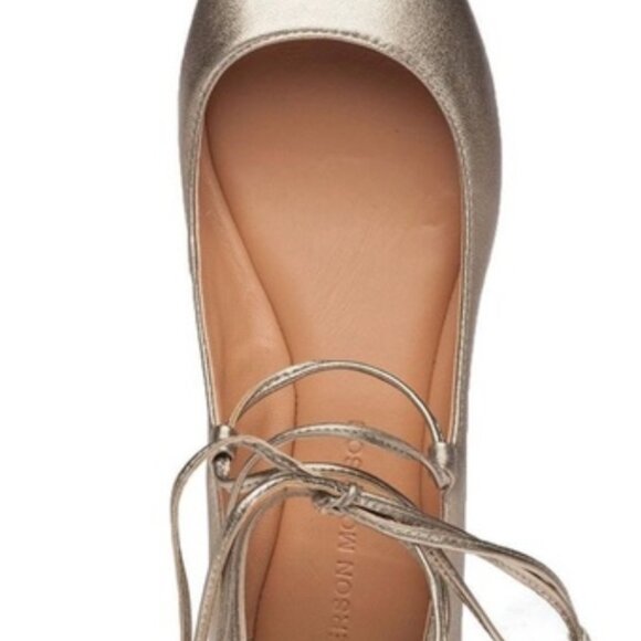 Sigerson Morrison Viata Lace Up Ankle Pointed Toe Flats - Platinum - Picture 3 of 6